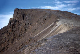 Impressive coastal heights and rock formations on east coast of Ellef Ringness Island.