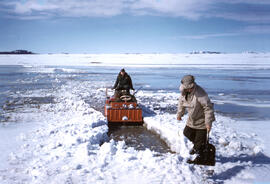 Crossing a low marshy pond area with the tracked vehicle, which also floated in deeper water, the...