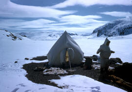 Pitched tent in high winds. Seepage 10 of personal diary for more description.
